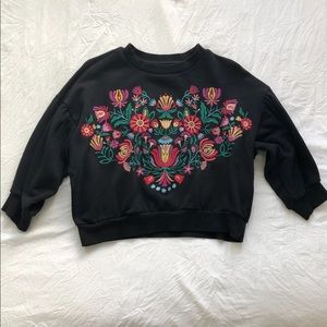 Embroidered Crop Sweater